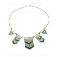 Harlow Mint & Black Tribal Chevron Necklace